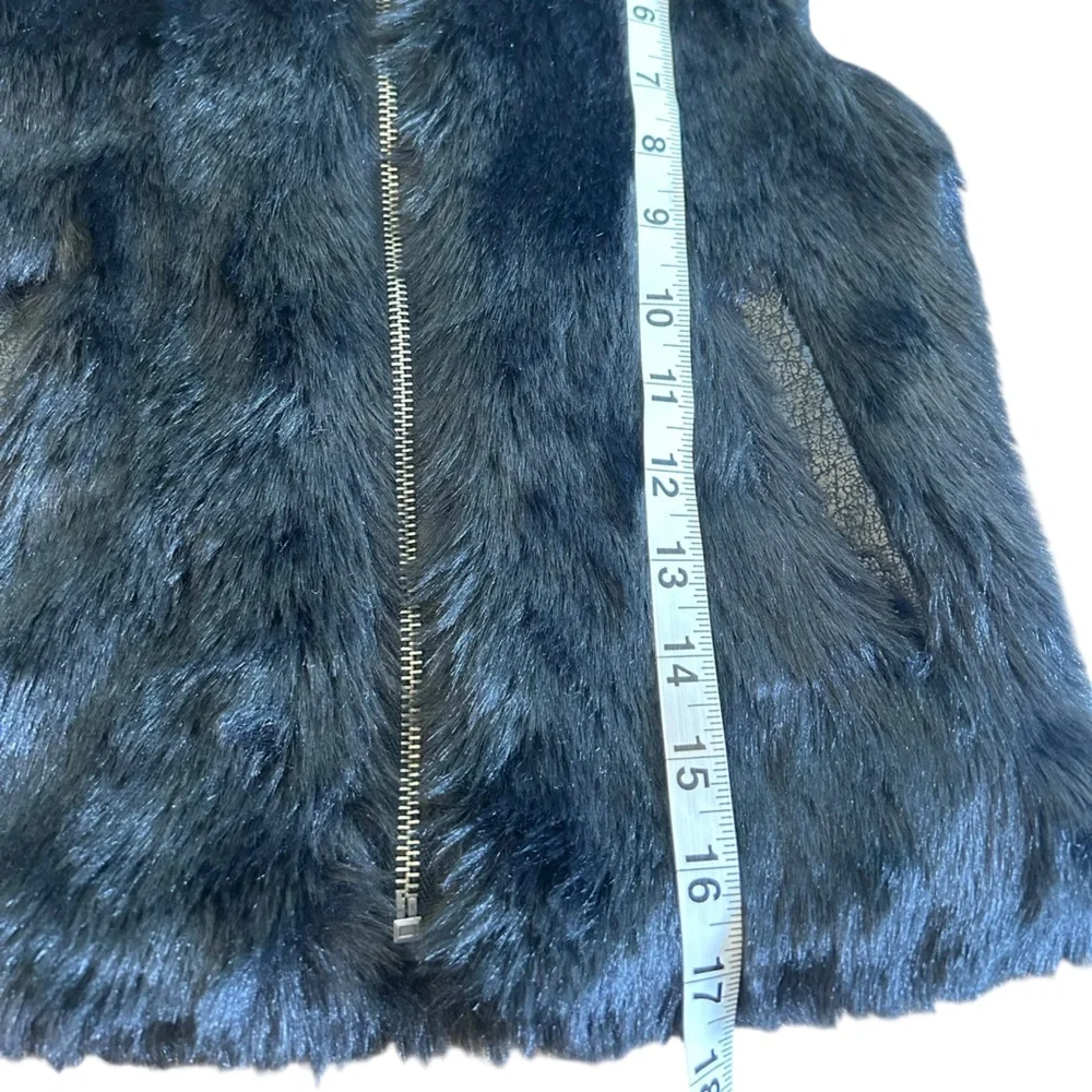 DKNY Girls Faux‎ Fur & Faux Leather Full Zip Biker Style Jacket Black Sz S (7/8)
